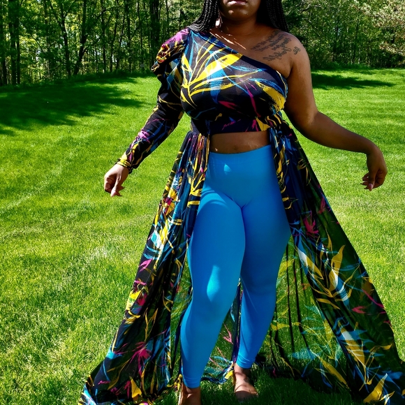 Mid-rise Turquoise ankle length leggings - Picture 4 of 6